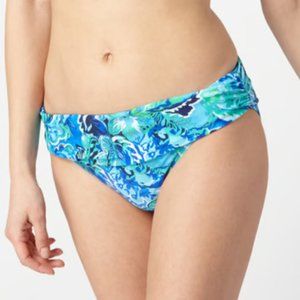NEW Lauren Ralph Lauren Blue Floral Fold Over Waist Bikini Bottoms Sz 16